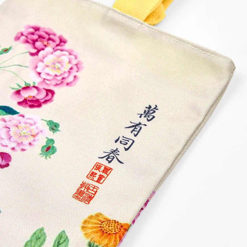 Sac à main en toile Buddha Stones et pivoine - image 9