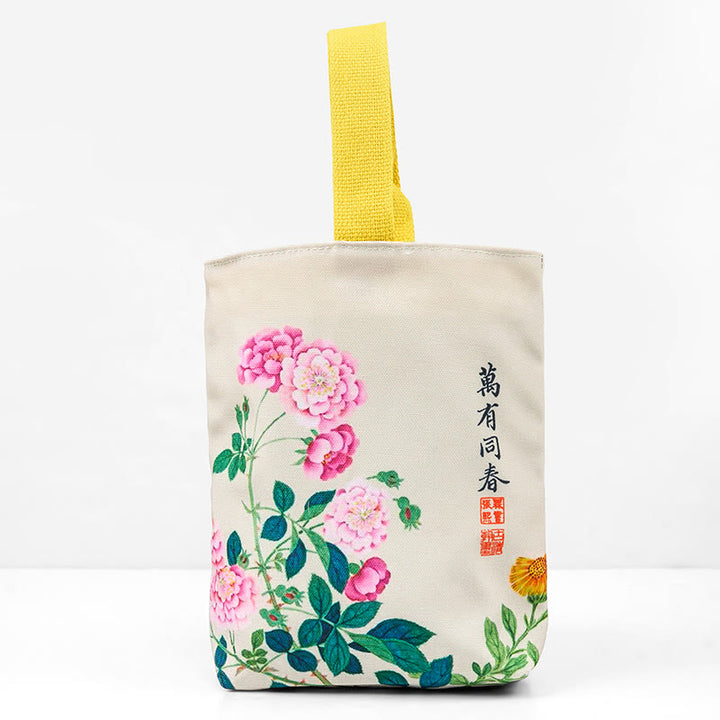 Sac à main en toile Buddha Stones et pivoine - image 8