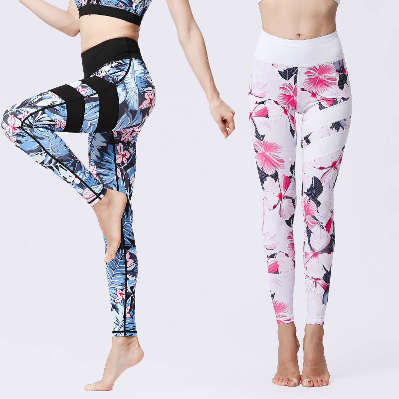 Leggings taille haute pour femme, imprimé Buddha Stones, pétales de fleurs, feuilles, sport, exercice, fitness, yoga - image 0
