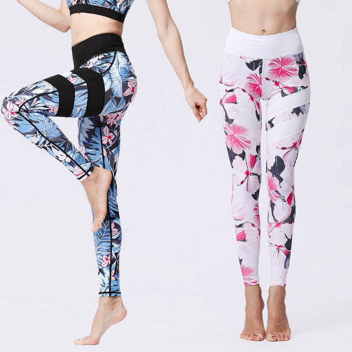 Leggings taille haute pour femme, imprimé Buddha Stones, pétales de fleurs, feuilles, sport, exercice, fitness, yoga - image 0