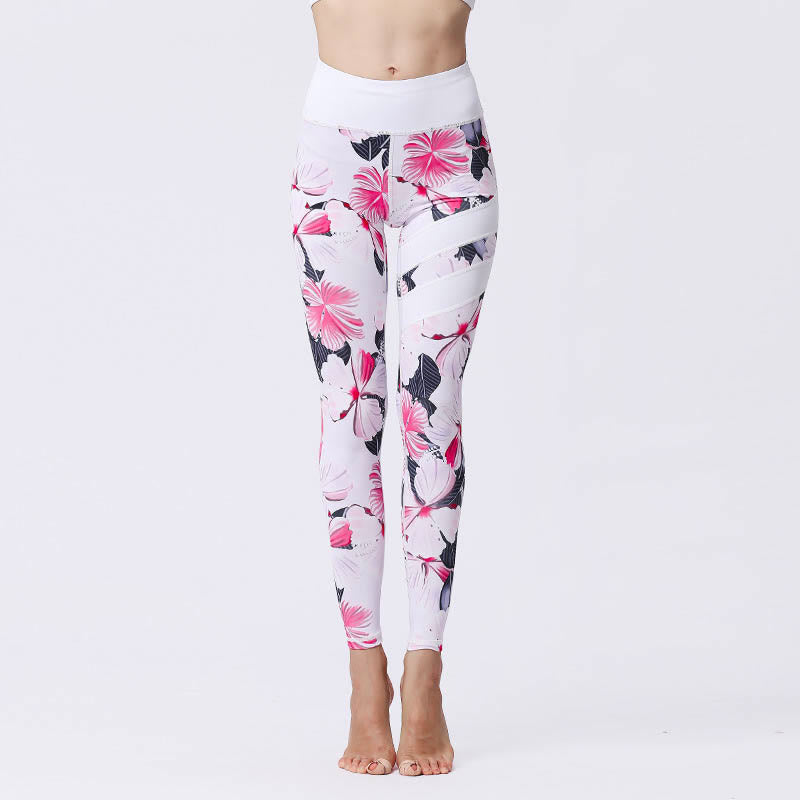 Leggings taille haute pour femme, imprimé Buddha Stones, pétales de fleurs, feuilles, sport, exercice, fitness, yoga - Blush lavande - US8-10，UK/AU12-14，EU40-42 (XL) - image 7