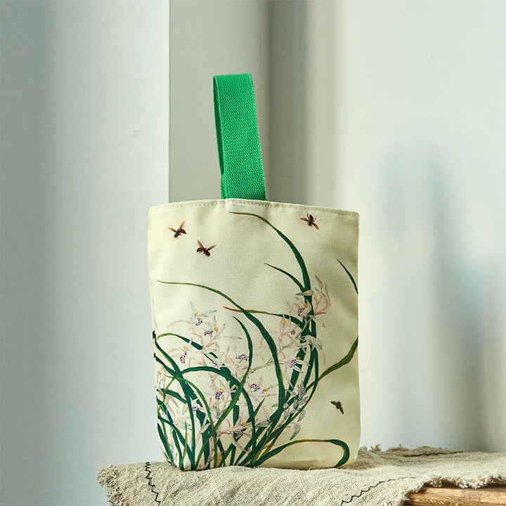 Sac à main en toile Buddha Stones Orchid Bee - Orchidée et abeille 15*8*22cm - image 0