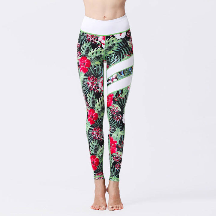 Leggings taille haute pour femme, imprimé Buddha Stones, pétales de fleurs, feuilles, sport, exercice, fitness, yoga - Vert pâle - US8-10，UK/AU12-14，EU40-42 (XL) - image 11