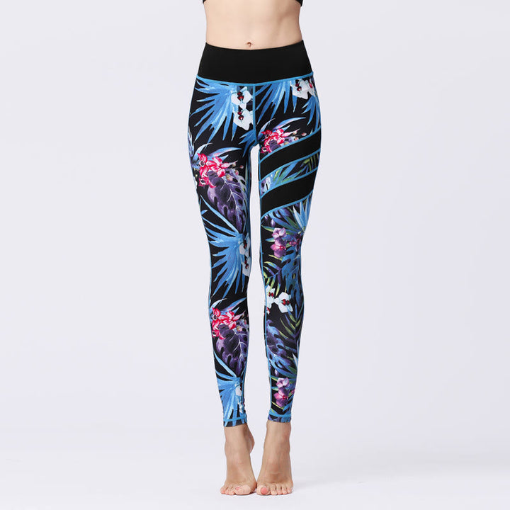 Leggings taille haute pour femme, imprimé Buddha Stones, pétales de fleurs, feuilles, sport, exercice, fitness, yoga - DodgerBlue - US8-10，UK/AU12-14，EU40-42 (XL) - image 22