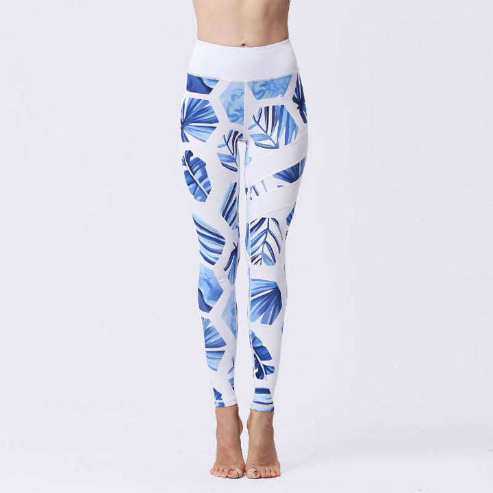 Leggings taille haute pour femme, imprimé Buddha Stones, pétales de fleurs, feuilles, sport, exercice, fitness, yoga - Bleu ciel clair - US8-10，UK/AU12-14，EU40-42 (XL) - image 40