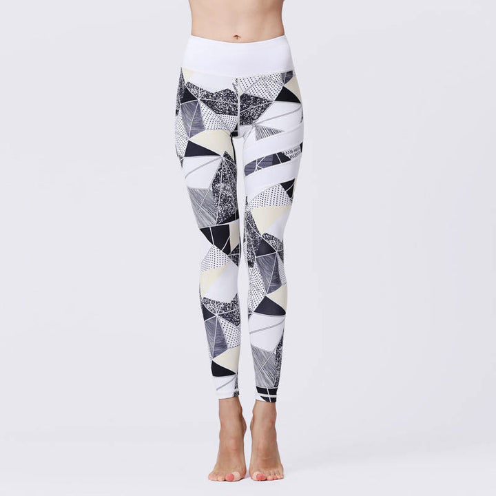 Leggings taille haute pour femme, imprimé Buddha Stones, pétales de fleurs, feuilles, sport, exercice, fitness, yoga - Neige - US8-10，UK/AU12-14，EU40-42 (XL) - image 43