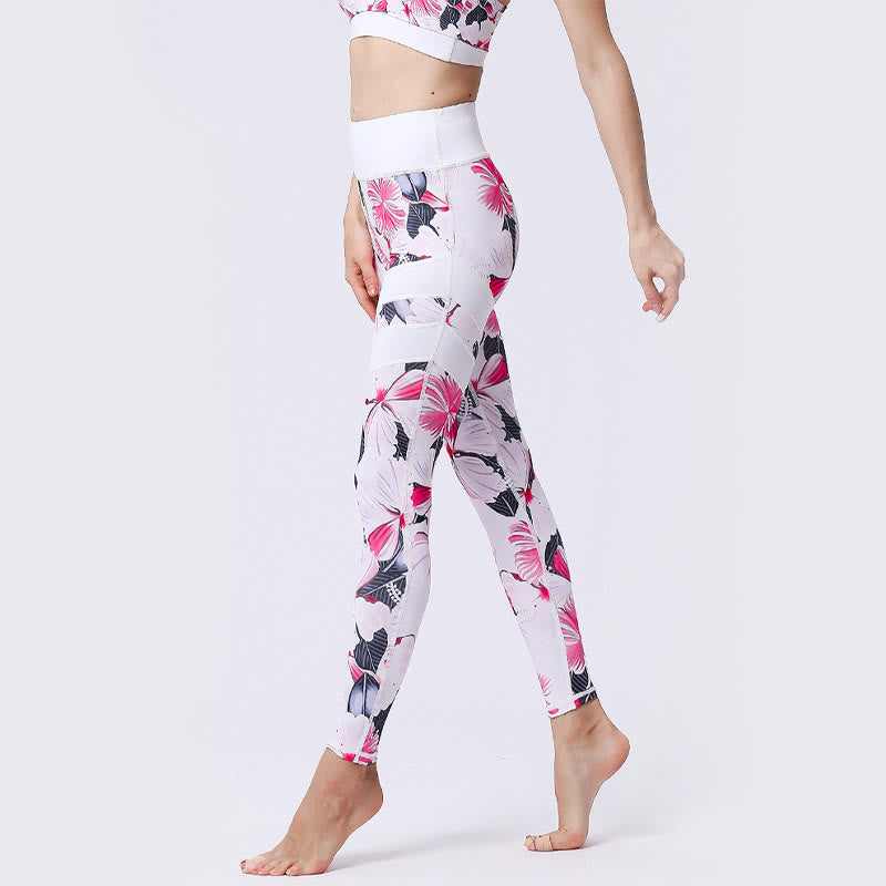 Leggings taille haute pour femme, imprimé Buddha Stones, pétales de fleurs, feuilles, sport, exercice, fitness, yoga - image 8