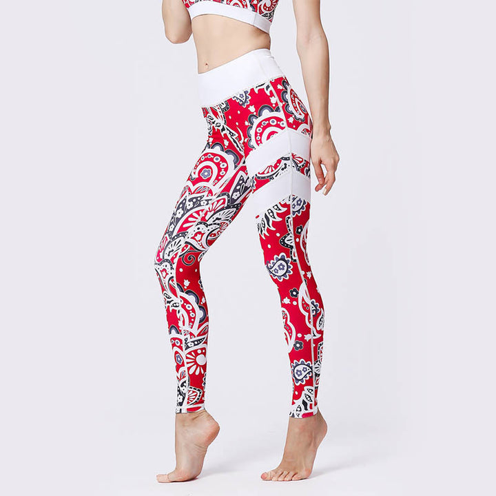 Leggings taille haute pour femme, imprimé Buddha Stones, pétales de fleurs, feuilles, sport, exercice, fitness, yoga - image 36