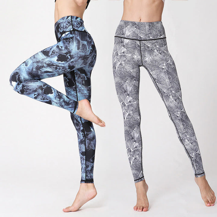 Leggings de sport pour femme avec imprimé Buddha Stones Mist Leaves - image 0