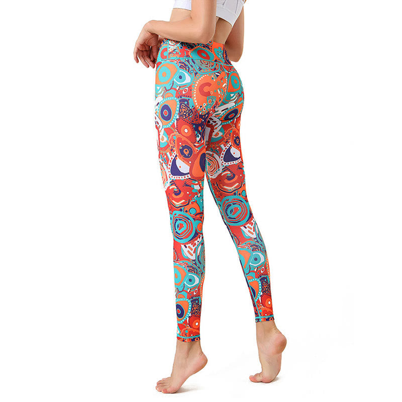 Leggings de sport et de fitness avec imprimé coloré de Buddha Stones et de mauvais œil pour femme - image 1