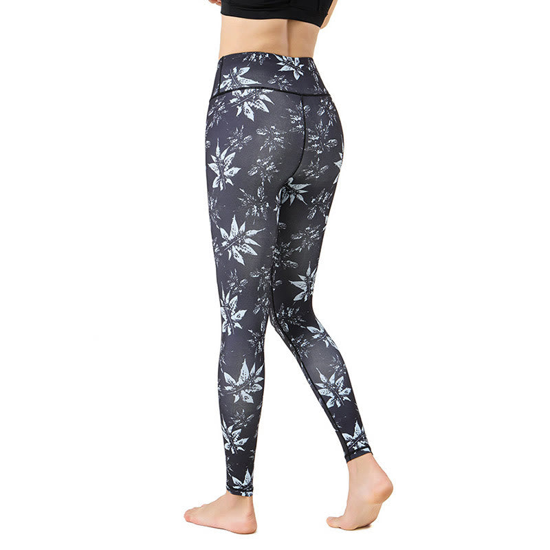 Leggings taille haute pour femme, imprimé feuilles d'érable, Buddha Stones, taches, exercices sportifs, fitness, pantalons de yoga