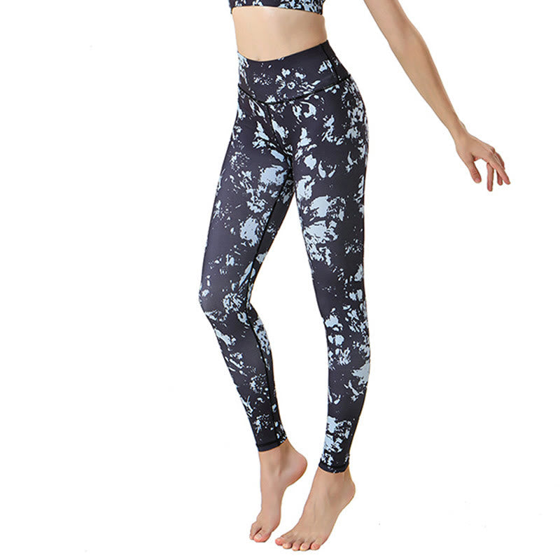 Leggings taille haute pour femme, imprimé feuilles d'érable, Buddha Stones, taches, exercices sportifs, fitness, pantalons de yoga - Taches - US8-10，UK/AU12-14，EU40-42 (XL) - image 0