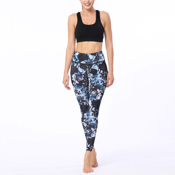 Leggings de sport et de fitness à imprimé feuilles simples avec Buddha Stones Pantalon de yoga pour femme - image 4