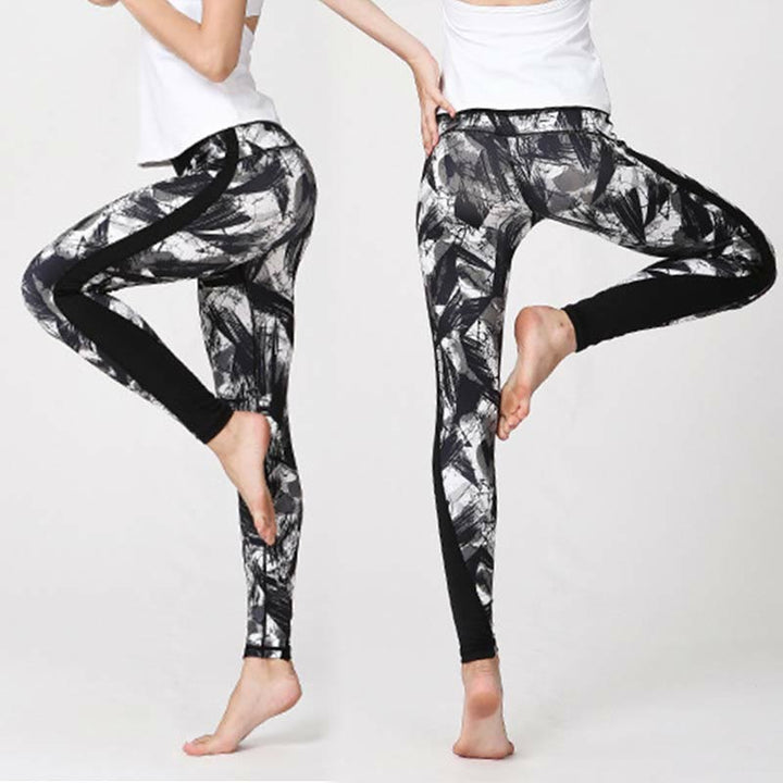 Leggings de sport en maille avec imprimé Buddha Stones, blanc, noir, encre, lignes de pinceau, pantalons de yoga pour femmes - image 6