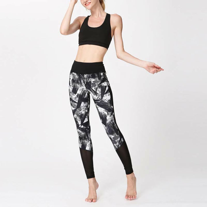 Leggings de sport en maille avec imprimé Buddha Stones, blanc, noir, encre, lignes de pinceau, pantalons de yoga pour femmes - image 8
