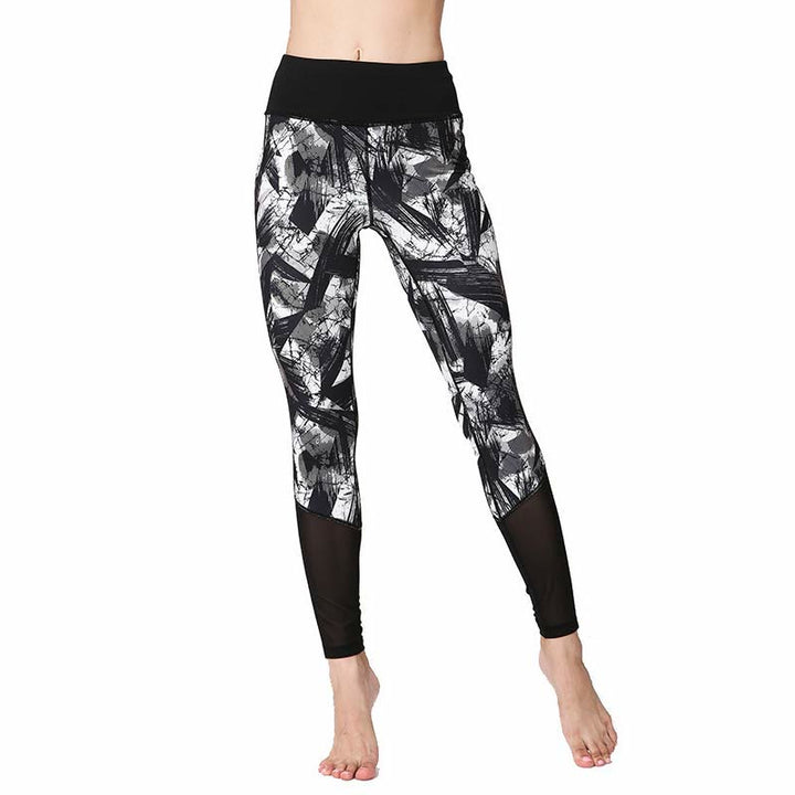 Leggings de sport en maille avec imprimé Buddha Stones, blanc, noir, encre, lignes de pinceau, pantalons de yoga pour femmes - image 7