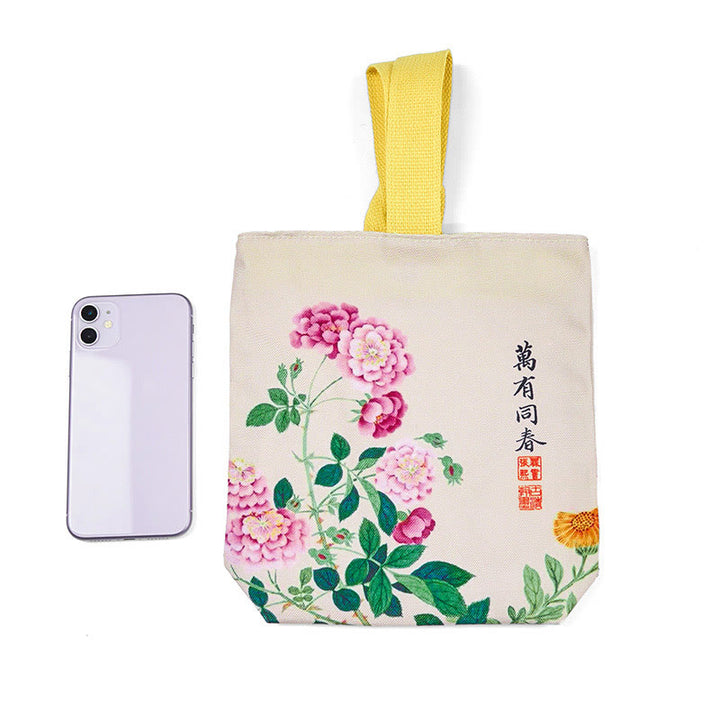 Sac à main en toile Buddha Stones et pivoine - image 3
