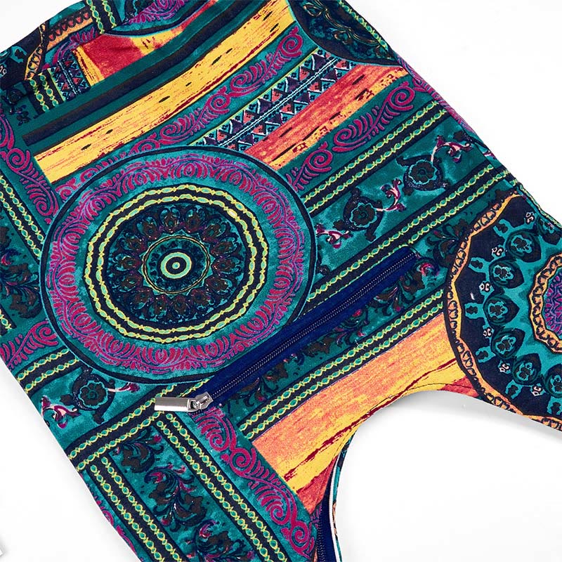 Sac à bandoulière en coton à motif de fleurs bleues Buddha Stones