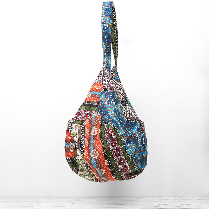 Sac à bandoulière en coton à rayures colorées avec Buddha Stones