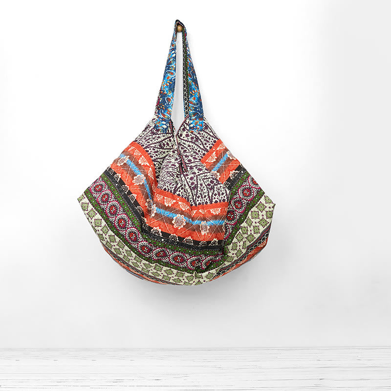 Sac à bandoulière en coton à rayures colorées avec Buddha Stones - image 0