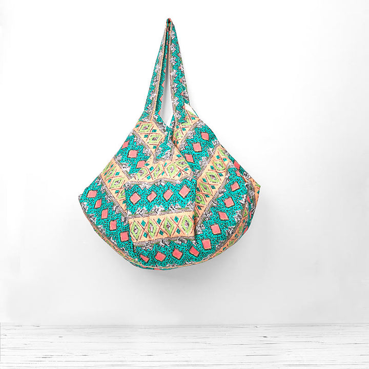 Sac à bandoulière en coton à rayures colorées avec Buddha Stones