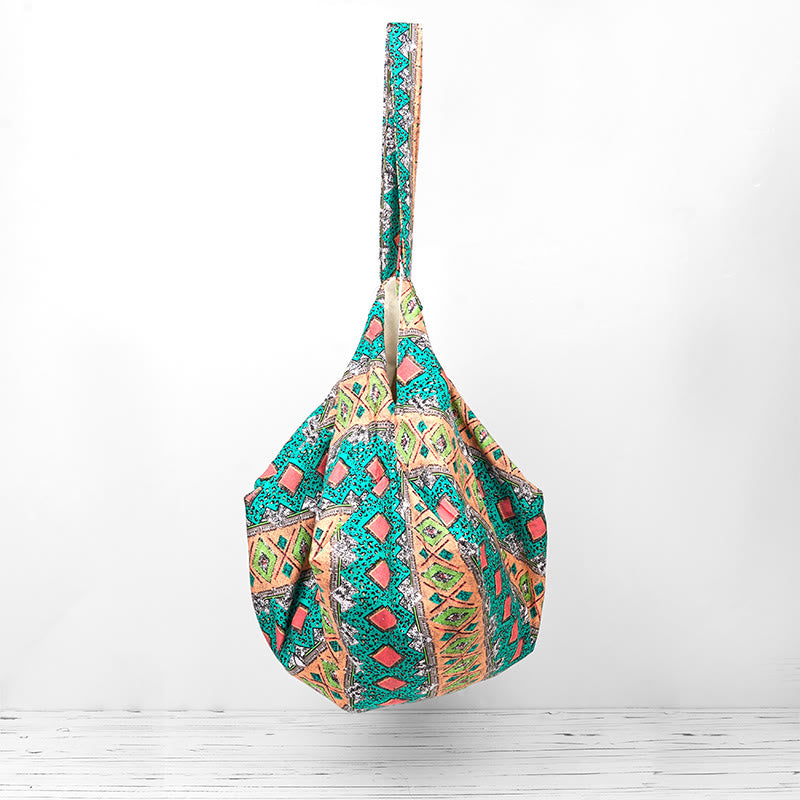 Sac à bandoulière en coton à rayures colorées avec Buddha Stones