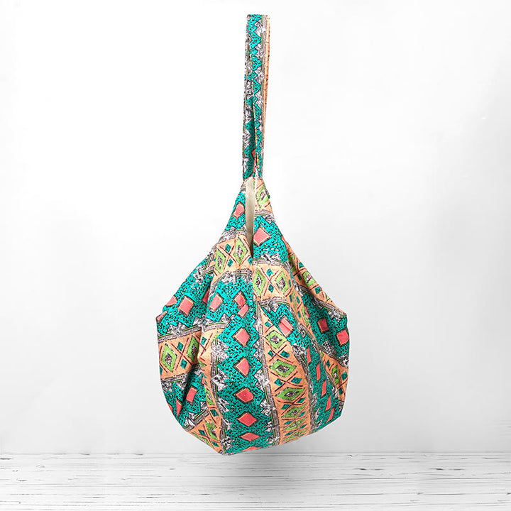 Sac à bandoulière en coton à rayures colorées avec Buddha Stones