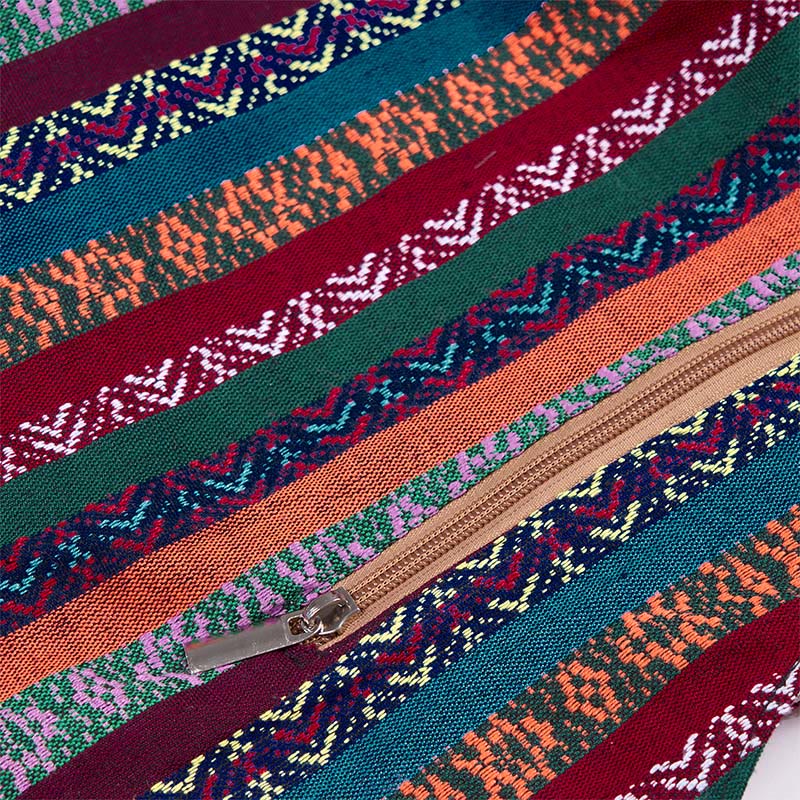 Sac à bandoulière en coton à rayures géométriques colorées avec Buddha Stones