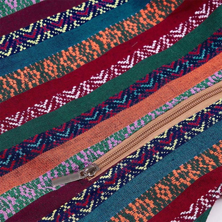 Sac à bandoulière en coton à rayures géométriques colorées avec Buddha Stones