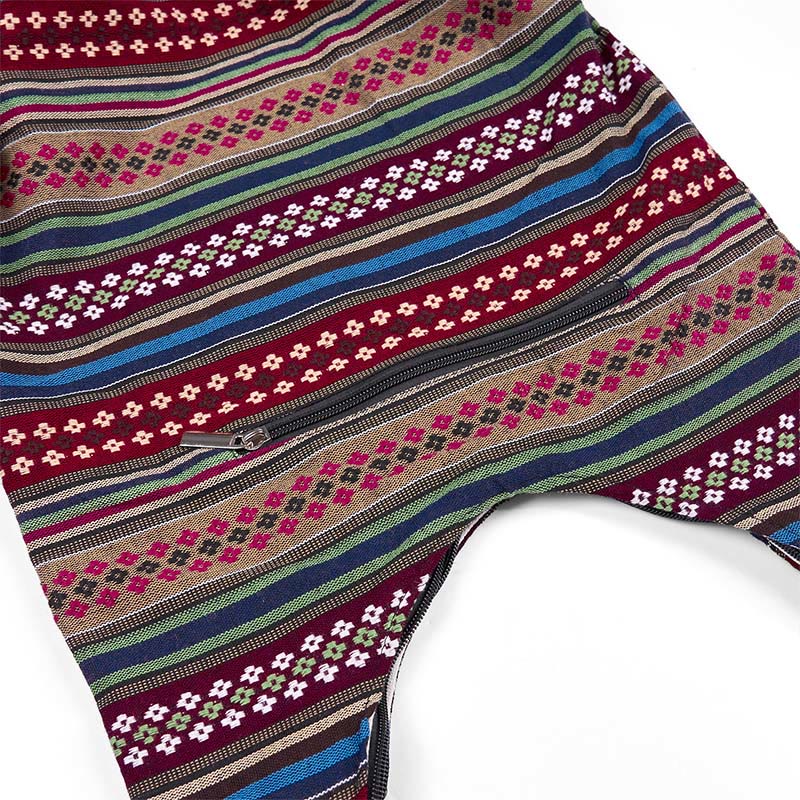 Sac à bandoulière en coton à rayures géométriques colorées avec Buddha Stones