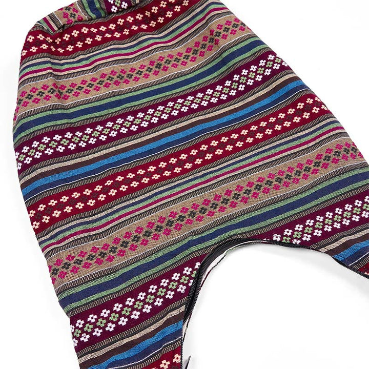 Sac à bandoulière en coton à rayures géométriques colorées avec Buddha Stones