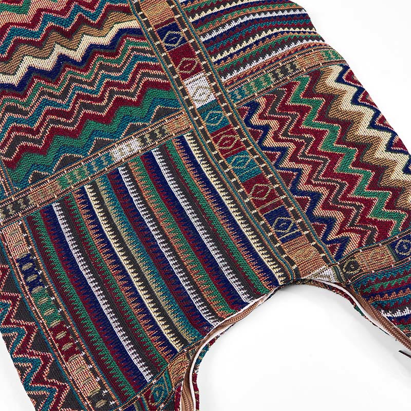 Sac à bandoulière en coton à motif de vagues vertes et brunes Buddha Stones