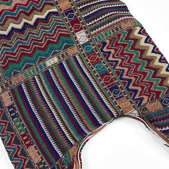 Sac à bandoulière en coton à motif de vagues vertes et brunes Buddha Stones