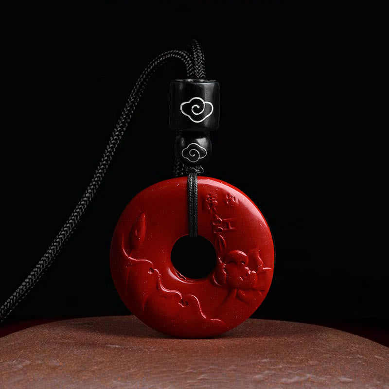 Buddha Stones Collier avec pendentif en corde et boucle de bénédiction en cinabre naturel et lotus - image 7
