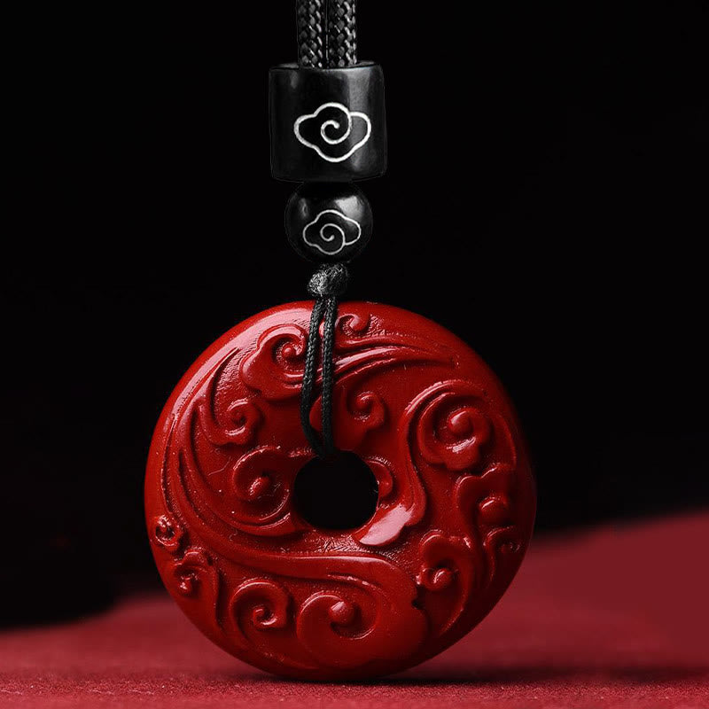 Buddha Stones Collier avec pendentif en corde et boucle de bénédiction en cinabre naturel et lotus - image 3