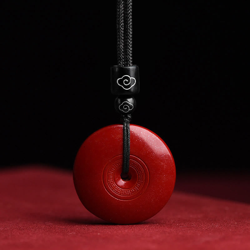 Buddha Stones Collier avec pendentif en corde et boucle de bénédiction en cinabre naturel et lotus - Cinabre - image 9
