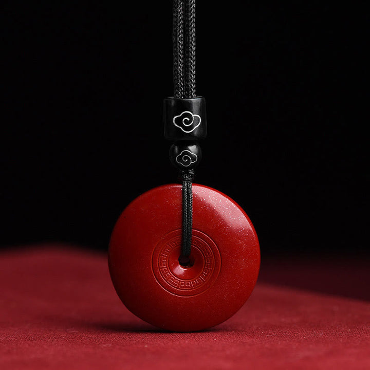 Buddha Stones Collier avec pendentif en corde et boucle de bénédiction en cinabre naturel et lotus - Cinabre - image 9