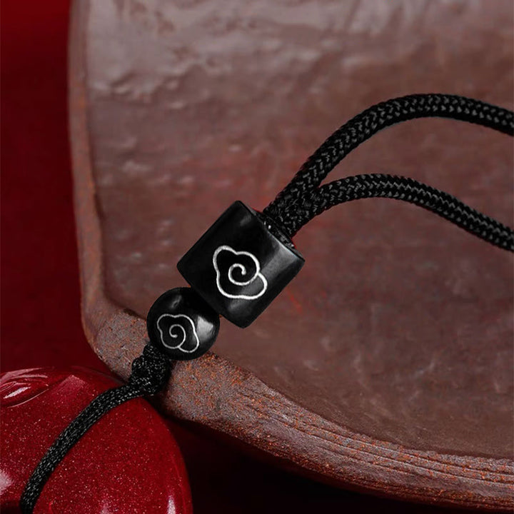 Buddha Stones Collier avec pendentif en corde et boucle de bénédiction en cinabre naturel et lotus - image 5