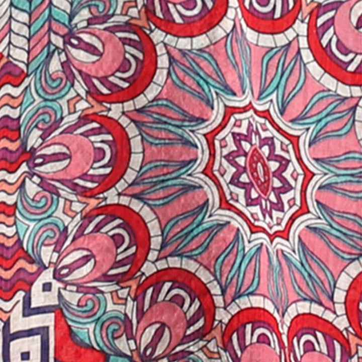 Chemise à demi-boutons à motif géométrique mandala Buddha Stones pour femme