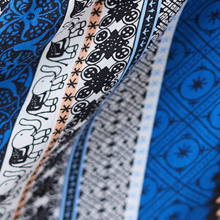 Robe mi-longue à manches courtes et poches à rayures noires et bleues Buddha Stones - image 8