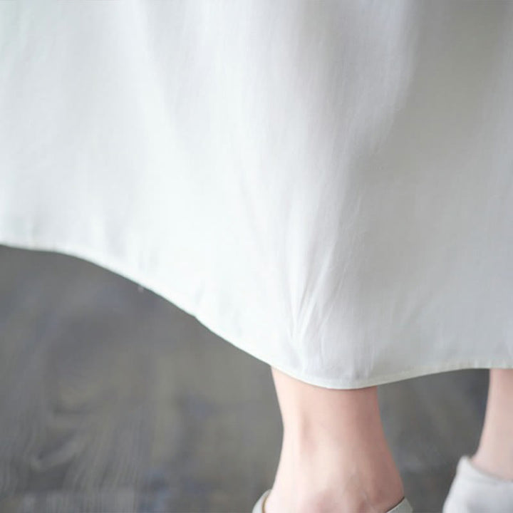 Robe mi-longue à ourlet volanté cranté et broderies de Buddha Stones avec poches - image 10