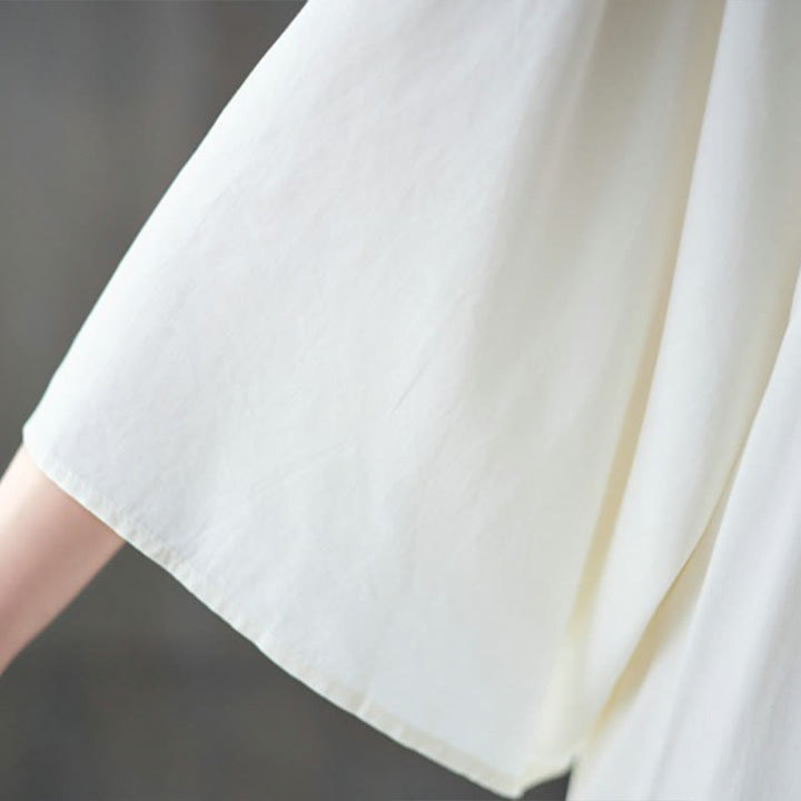 Robe mi-longue à ourlet volanté cranté et broderies de Buddha Stones avec poches - image 8