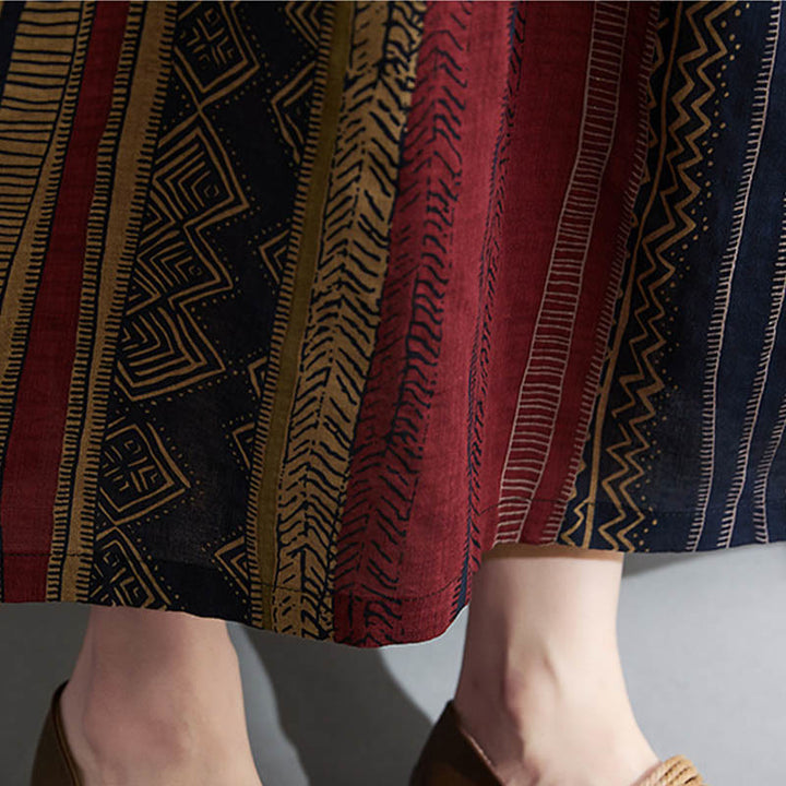 Robe mi-longue à manches courtes et poches style bohème avec Buddha Stones - image 8