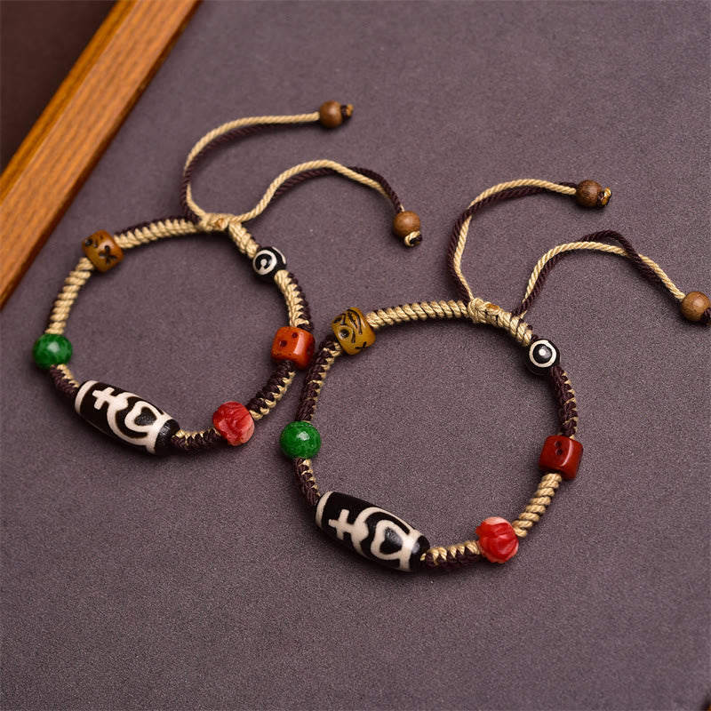Bracelet en corde tressée fait main avec Buddha Stones