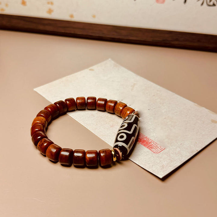 Bracelet de protection en perles d'os tibétaines Buddha Stones, perles dzi à neuf yeux