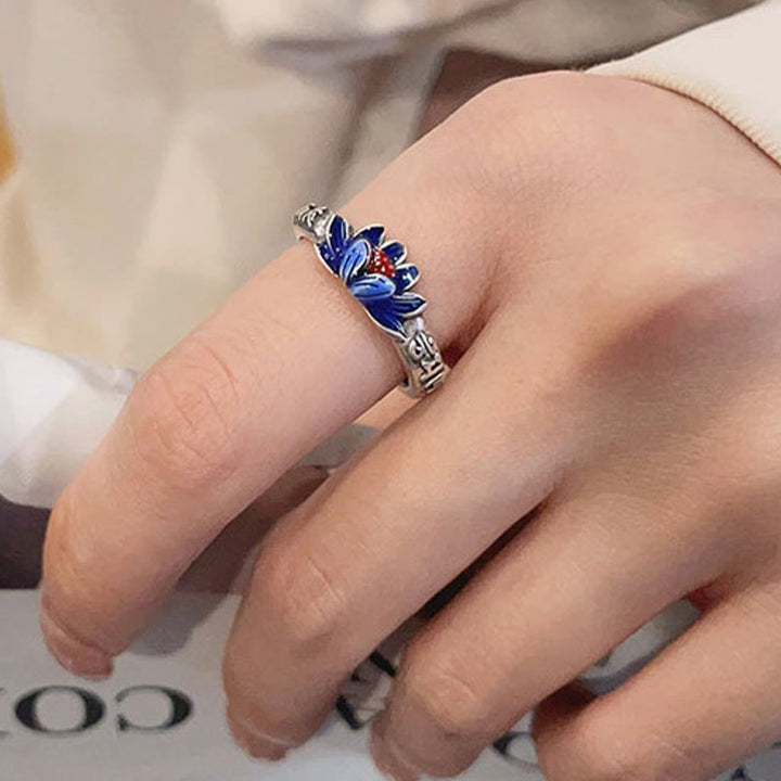 Bague de paix en relief en argent sterling 925 Buddha Stones Om Mani Padme Hum Lotus - image 3