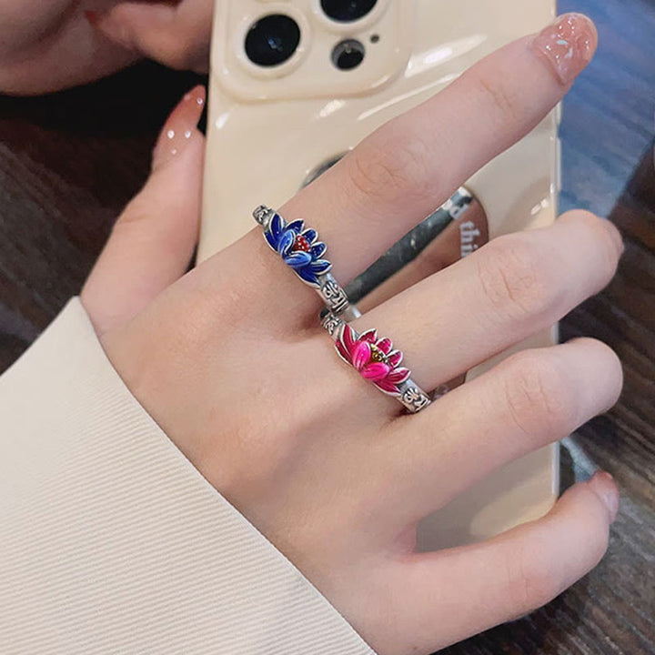 Bague de paix en relief en argent sterling 925 Buddha Stones Om Mani Padme Hum Lotus - image 12