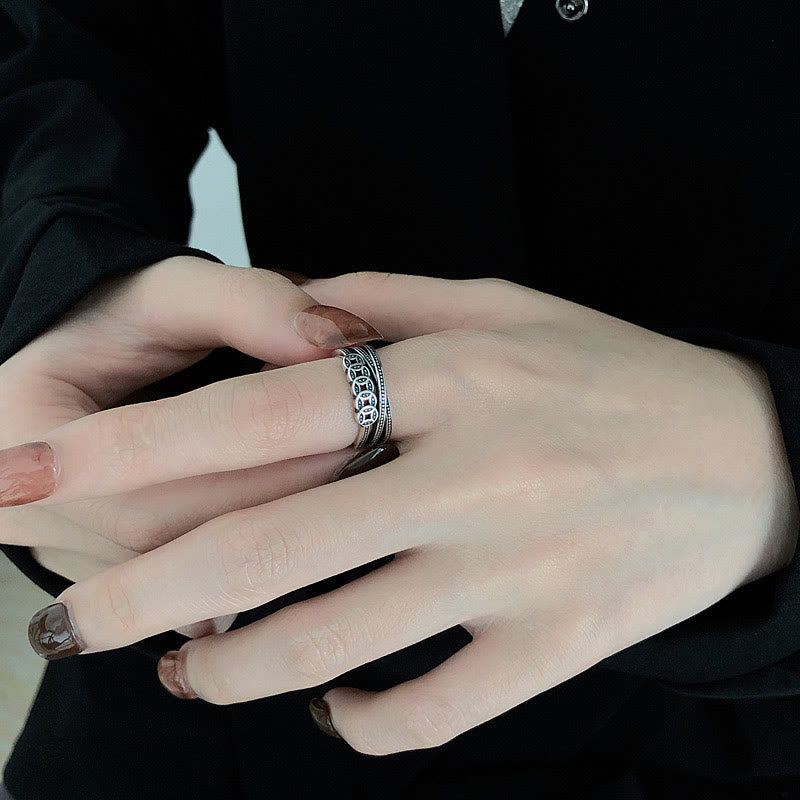 Bague ajustable en argent sterling 925 Buddha Stones et pièces de cuivre pour la richesse et la bénédiction - image 4