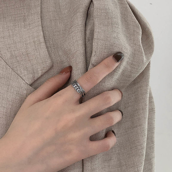 Bague ajustable en argent sterling 925 Buddha Stones et pièces de cuivre pour la richesse et la bénédiction