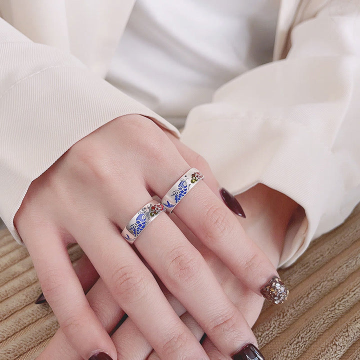 Bague de richesse en argent sterling 925 Buddha Stones et poisson Koi porte-bonheur et nuages ​​de bon augure - image 10